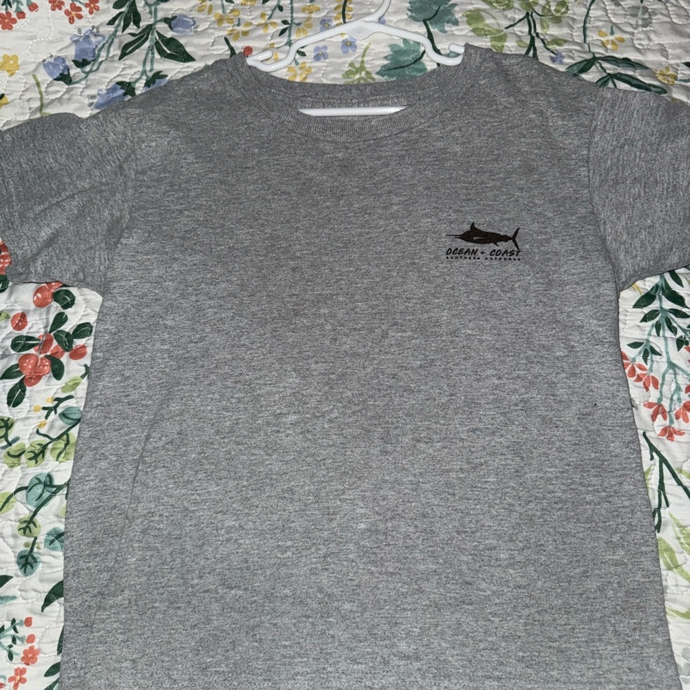 Ocean + Coast Kids' Short Sleeve Tee — Gray with Fishing Graphic - Picture 2 of 2